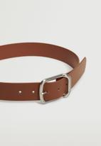 MANGO - Metal buckle belt - brown