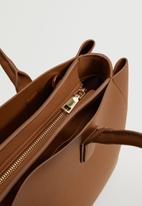 MANGO - Shopper bag with handles - brown