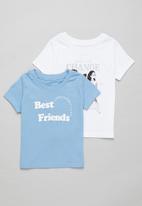 POP CANDY - 2 Pack graphic tee - blue & white