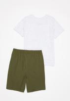 POP CANDY - Boys tee & shorts pj set - grey & green 