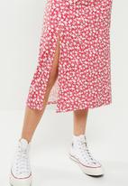 dailyfriday - Side slit skirt - red & white 