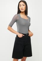 dailyfriday - Square neck fitted top - grey