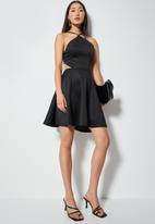 VELVET - Halter fit and flare mini dress - black