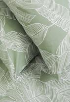 Sixth Floor - Linear tropical printed polycotton duvet cover set - green