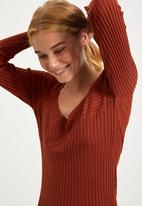 Trendyol - Ribbed knit dress - rust