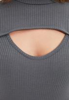 Trendyol - Petite corduroy bust detail knitted dress - grey