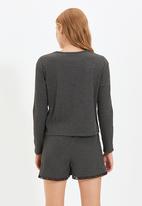 Trendyol - Lace detailed knitted pajamas set - anthracite
