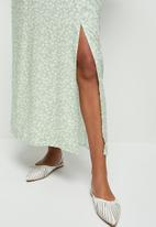 edit - Pull on slit maxi skirt - sage & white 