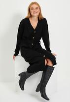 Trendyol - Black belted knit dress - black