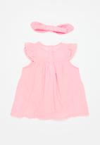 POP CANDY - Baby girls frill sleeve dress & headband set - pink