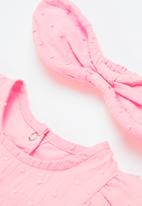 POP CANDY - Baby girls frill sleeve dress & headband set - pink