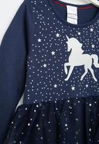 POP CANDY - Girls unicorn dress with stars - navy