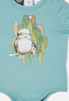 Cotton On - The short sleeve bubbysuit lcn - lcn may rusty aqua/kookaburra