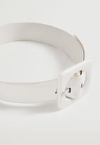 MANGO - Square buckle belt - white