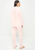 dailyfriday - Check flannel sleep shirt & pants set - light pink