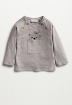 MANGO - T-shirt pocket - grey