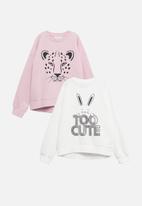 MANGO - Sweatshirt dublinip 2 pack - off white & pink
