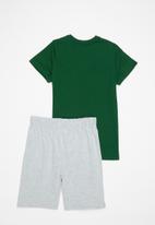 Rebel Republic - Boys tee & shorts pj set - green & grey 