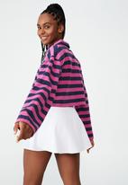 Cotton On - Polo long sleeve top - frangipani pink stripe