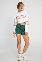 Cotton On - Polo long sleeve top - white/peach sand placement stripe