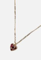 Rubi - Premium pendant necklace - gold plated pink jewel heart