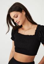 Cotton On - Puff short sleeve blouse - black