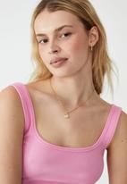 Cotton On - Essential square neck mini dress - retro pink