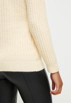 dailyfriday - Textured high neck knit sweater - milk