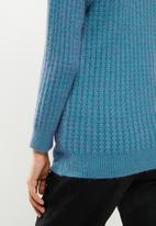 dailyfriday - Textured high neck knit sweater - light blue