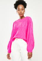 dailyfriday - Cable knit jersey - bright pink