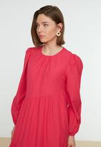 Trendyol - Crew neck poplin dress - pink