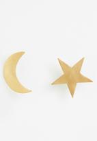 Sixth Floor - Moon & star hook set - gold