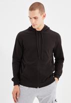 Trendyol - Ron regular fit zip thru hoodie - black