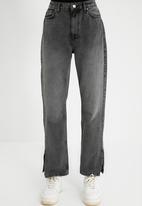 Trendyol - Ripped detailed slit high waist bootcut jeans - anthracite