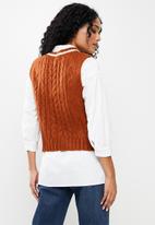 Trendyol - Printed v neck knitwear sweater - rose