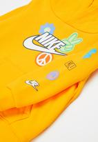 Nike - Nkb flower child po hoodie set - yellow & navy 