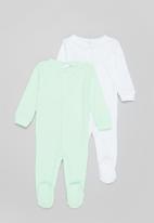 POP CANDY - Baby 2 pack sleepsuit - green & white 