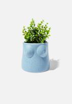 Typo - Midi shaped planter - dusty blue boobs!