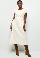 edit - Cotton pocket tunic dress - white