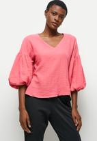 edit - Baby cotton bellow sleeve blouse - medium pink