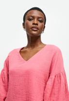 edit - Baby cotton bellow sleeve blouse - medium pink