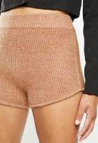 Missguided - Ribbed shorts co ord - tan