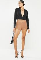 Missguided - Ribbed shorts co ord - tan
