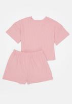 Superbalist - Rib sleep shirt and short set - pink