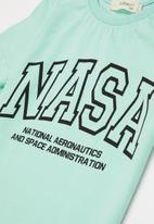 Superbalist Kids - NASA tee & shorts pj set - aqua & charcoal