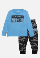 Converse - Converse boys long sleeve jogger set - black & blue