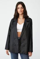 Cotton On - Vegan leather coat jacket - black