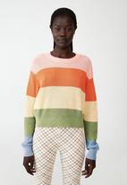 Cotton On - Everyday crop pullover - rainbow stripe