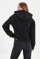 Trendyol - Hooded denim jacket - black
