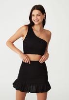 Cotton On - Shirred frill mini skirt - black